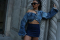 Long Sleeve Denim Bordeaux Jacket
